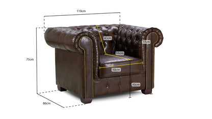 Chesterfield Sofa Antique Brown Armchair