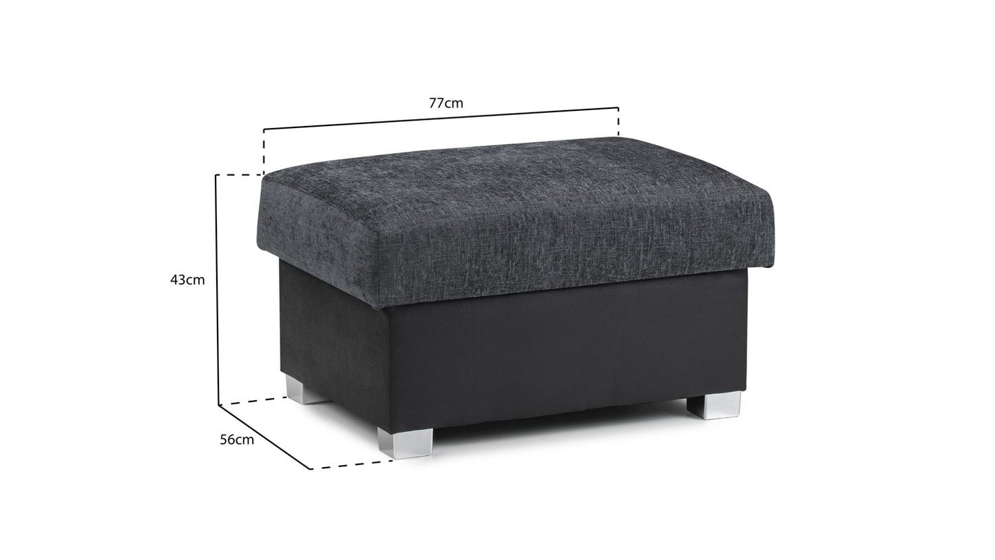 Shani Sofa Black/Grey Footstool