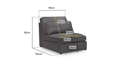 Katia Modular Sofa Grey Armless Piece