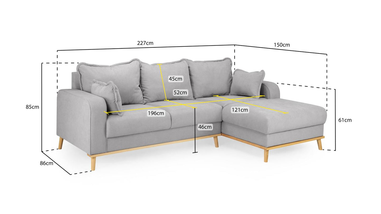 Rhea Sofa Grey Right Hand Facing Corner