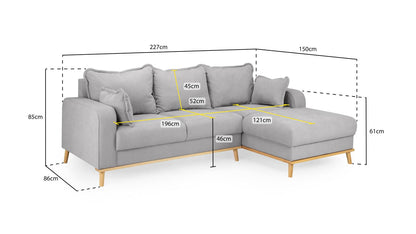 Rhea Sofa Grey Right Hand Facing Corner