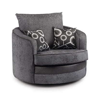 Shani Sofa Black/Grey Swivel Chair