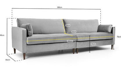 Munich Sofa Plush Grey 4 Seater