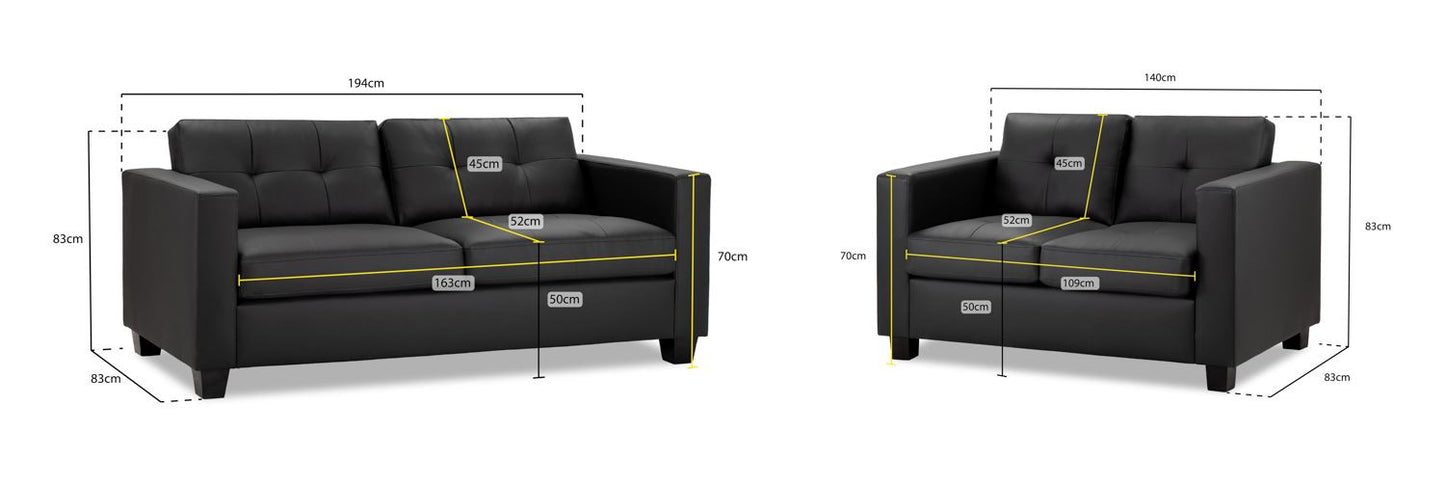 Jeremi Sofa Black 3+2 Set