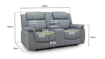 Liston Recliner Sofa Grey 2 Seater