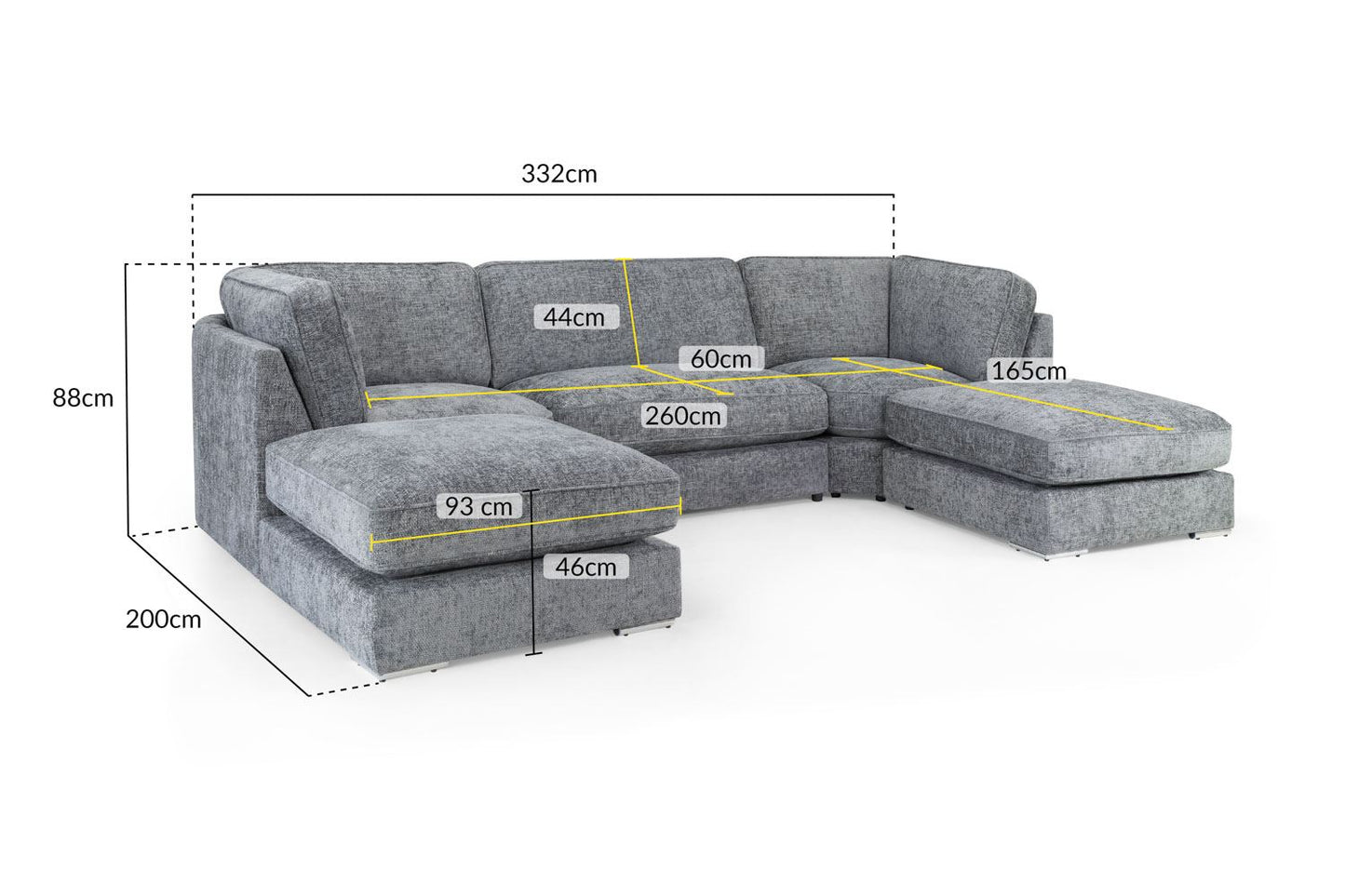 Esma Sofa Grey U Shape Corner