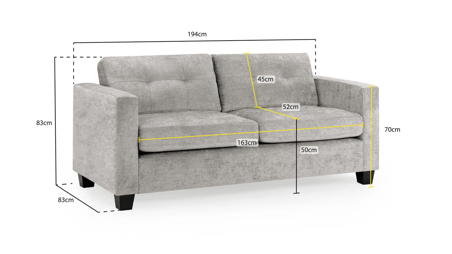 Jeremi Sofa Grey Fabric 3 Seater