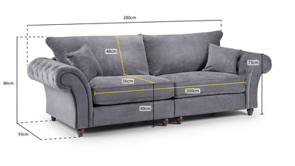 Buckingham Fullback Sofa Grey 4 Seater