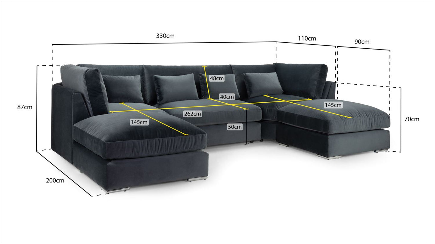 Beatrice Sofa Slate U Shape Corner