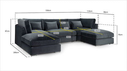 Beatrice Sofa Slate U Shape Corner