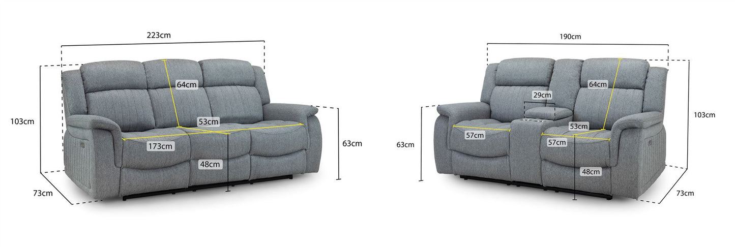 Liston Recliner Sofa Grey 3+2 Set