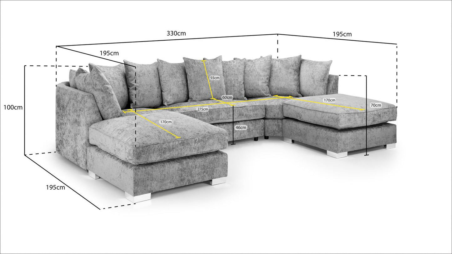 Bishop Scatterback Sofa Platinum U Shape Corner