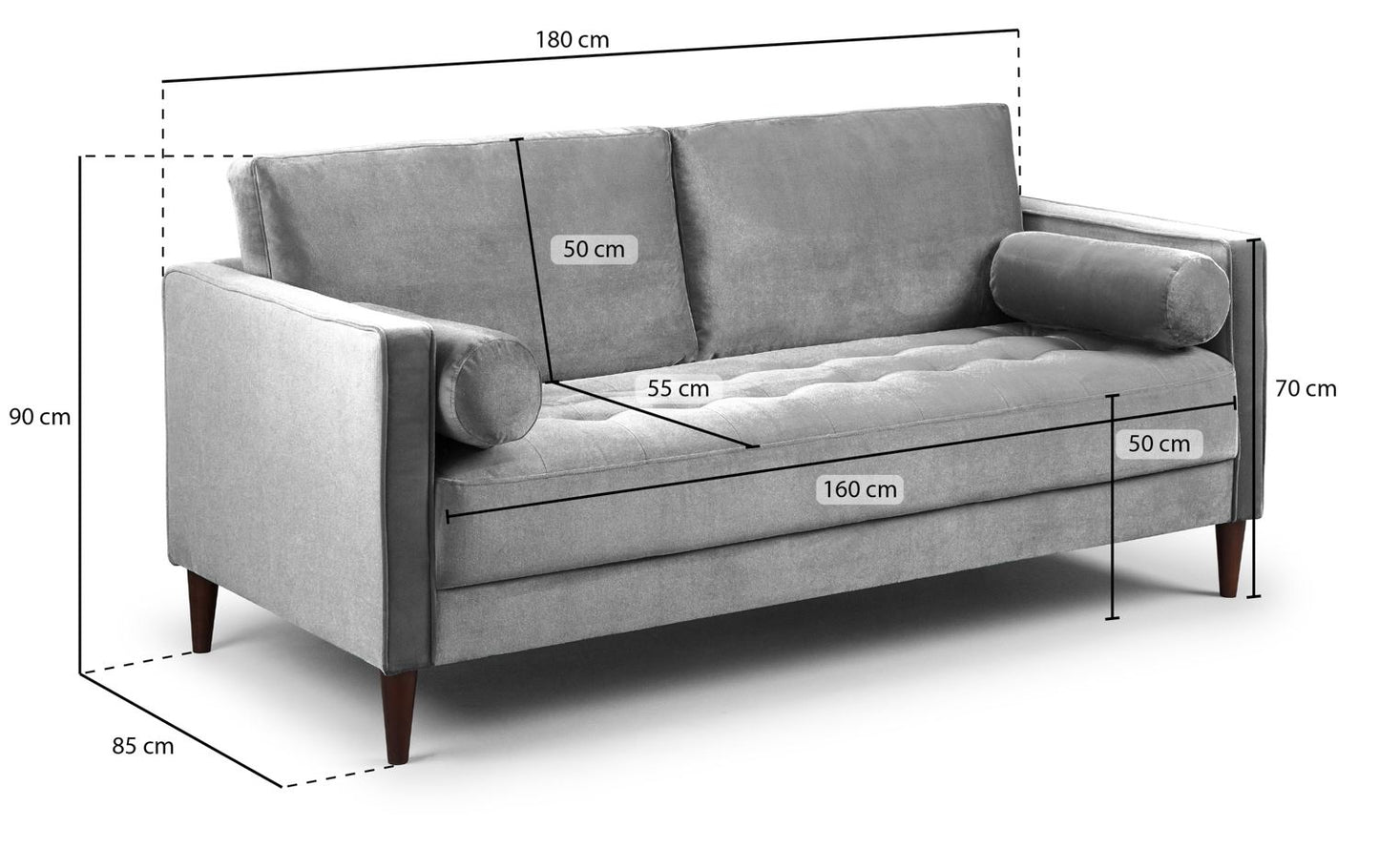 Herald Sofa Plush Grey 3 Seater