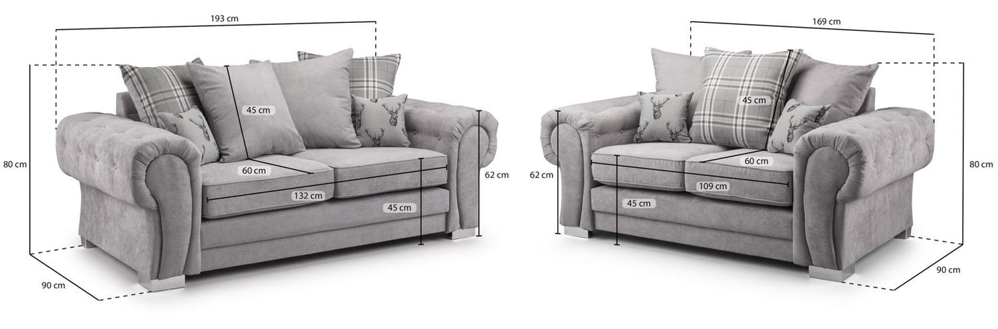 Vespa Scatterback Sofa Grey 3+2 Set