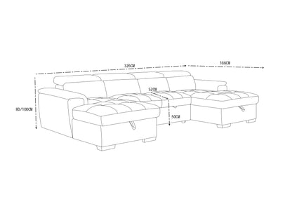 Layla U-Shape Green Sofa Bed