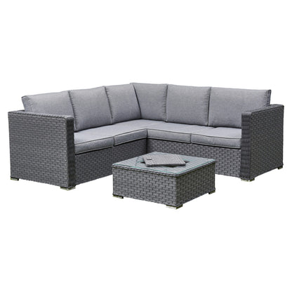 Nova Rattan Corner Sofa Set with Ice Bucket Grey