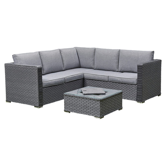 Nova Rattan Corner Sofa Set with Ice Bucket Grey