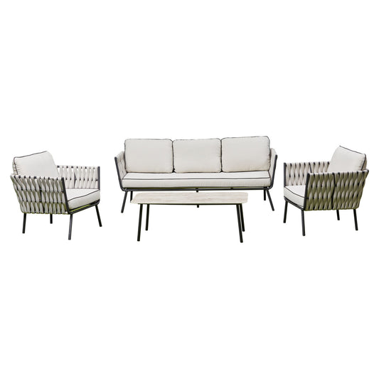 Axe Aluminium & Rope Lounge Set - Grey