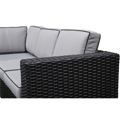 Chakra Rattan Corner Dining Set with Fire Pit – Black
