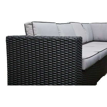 Chakra Rattan Corner Dining Set with Fire Pit – Black