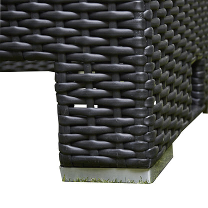 Chakra Rattan Corner Dining Set with Fire Pit – Black