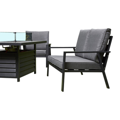 Sienna Aluminium Sofa Dining Set with Fire Pit – Grey