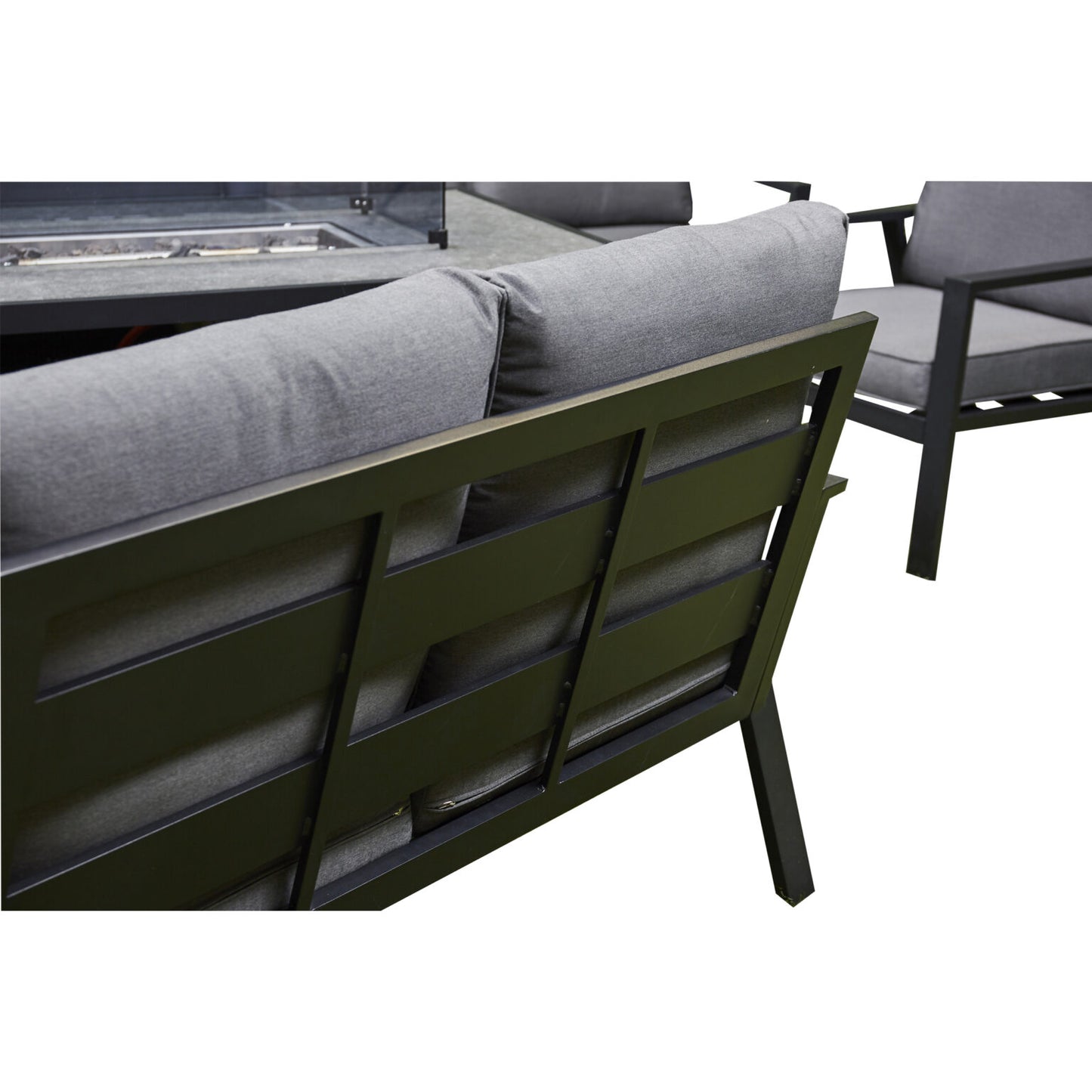 Sienna Aluminium Sofa Dining Set with Fire Pit – Grey