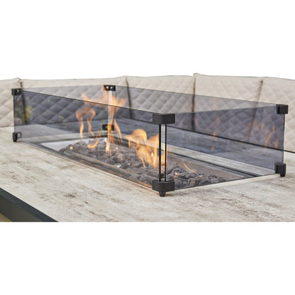 Aluminium Corner Dining Set with Fire Pit – Beige