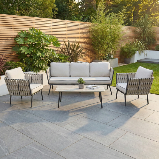 Axe Aluminium & Rope Lounge Set - Grey