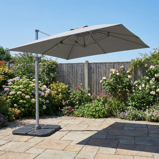 3m Rotating Cantilever Parasol in Light Grey (Base Included)
