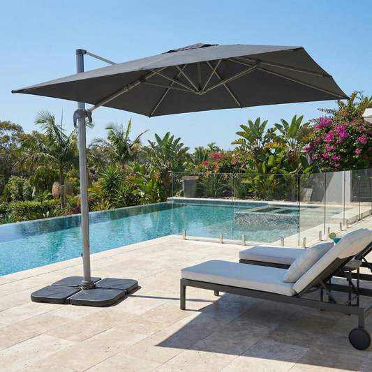 3m Rotating Cantilever Parasol in Dark Grey (Base included)