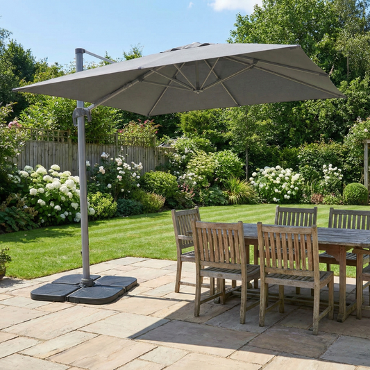 3m Rotating Cantilever Parasol in Medium Grey (Base Included)
