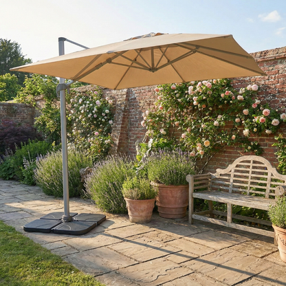 3m Cantilever Parasol in Beige (Base included)