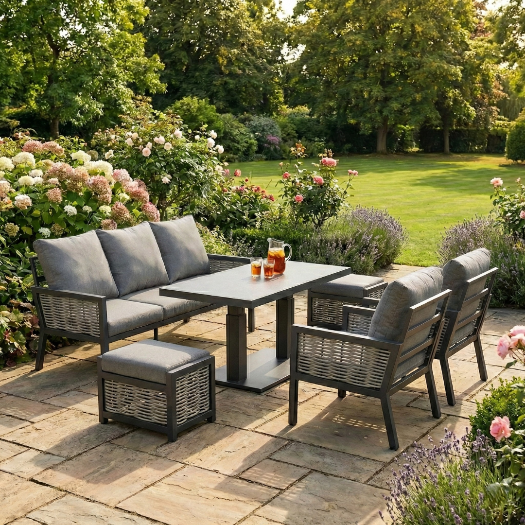 Hampton Aluminium & Rattan Combination Lounge Sofa Set