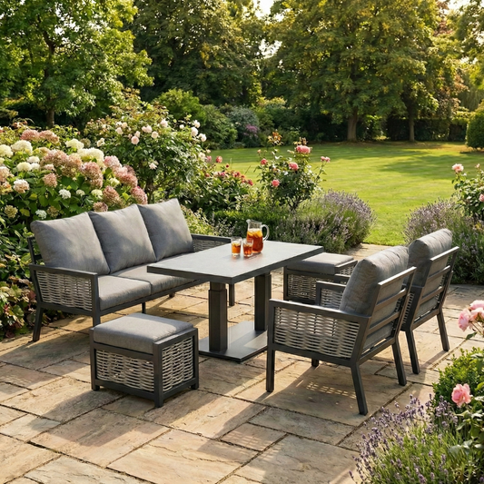 Hampton Aluminium & Rattan Combination Lounge Sofa Set