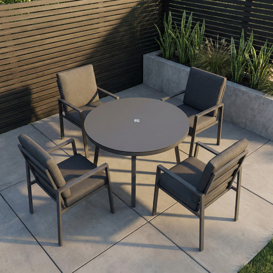 Kew Aluminium 4 Seater Round Dining Set