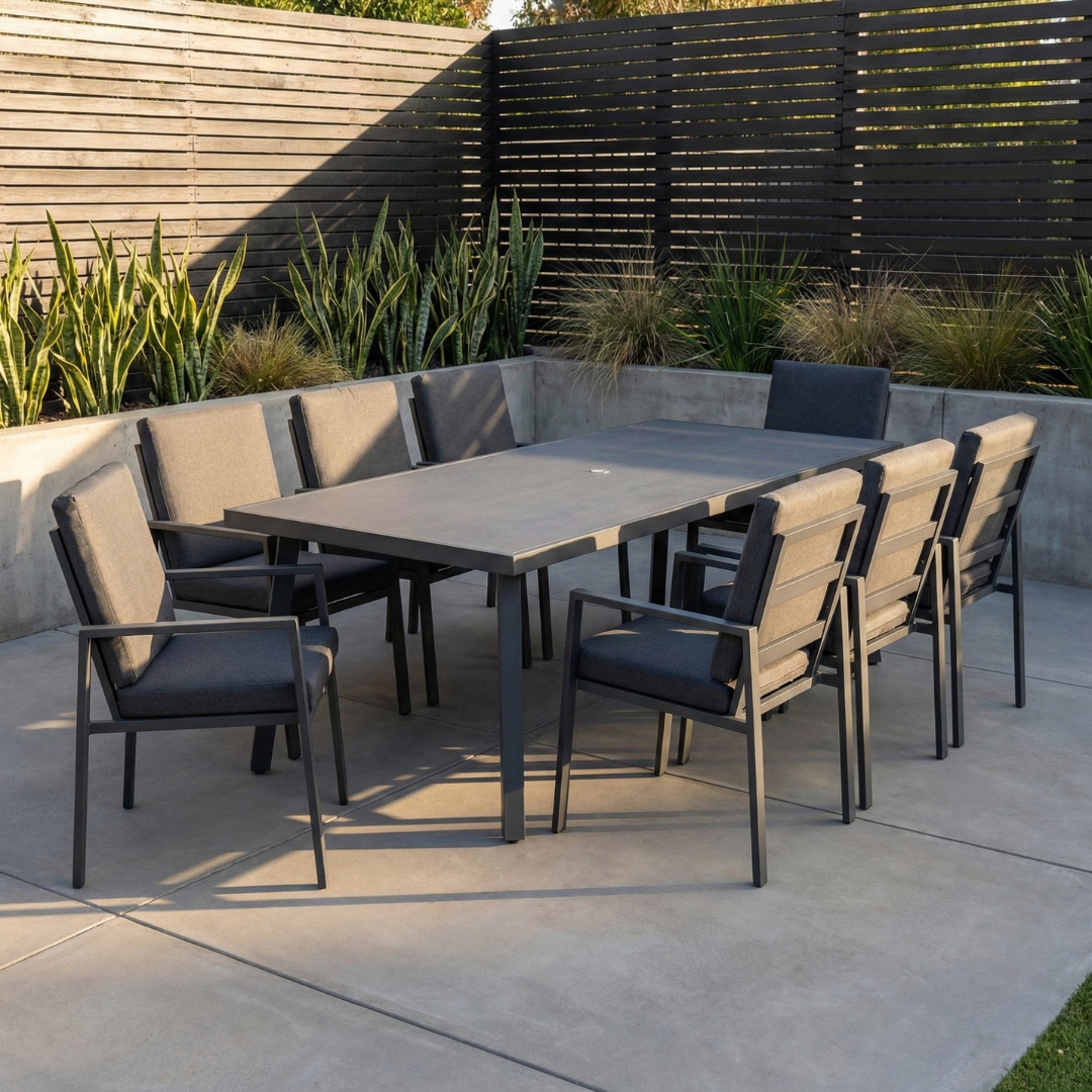 Kew Aluminium 8 Seater Rectangle Dining Set