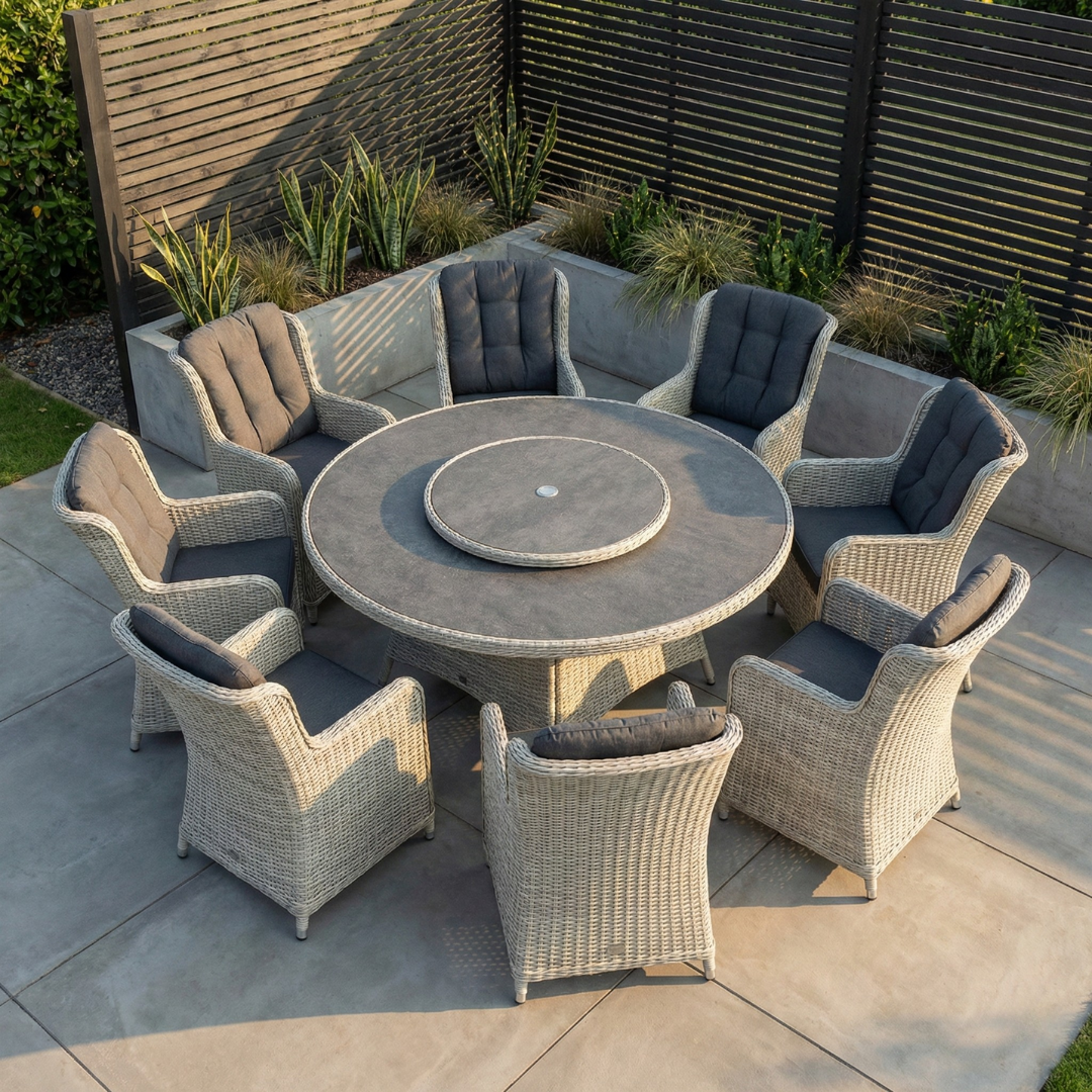 Windsor Grey 8 Seater Round Dining Set