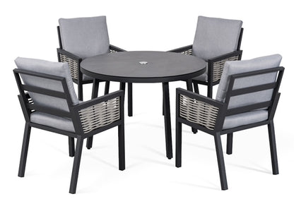 Hampton Aluminium & Rattan Combination 4 Seater Round Dining Set