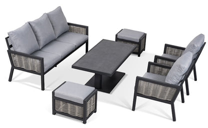 Hampton Aluminium & Rattan Combination Lounge Sofa Set