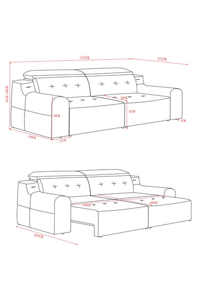 Harry Electric Dark Grey Reclining Sofa Bed