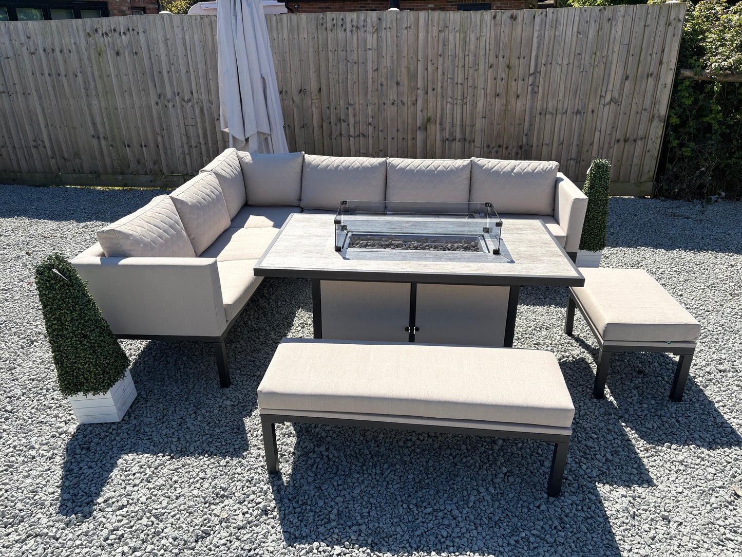 Lola Corner Sofa Set With Fire Pit Table