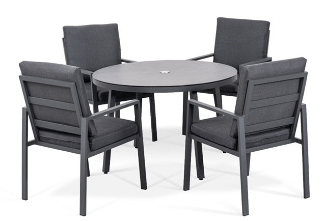 Kew Aluminium 4 Seater Round Dining Set