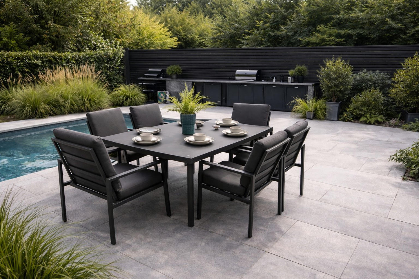Kew Aluminium 6 Seater Rectangle Dining Set