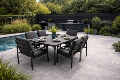 Kew Aluminium 6 Seater Rectangle Dining Set