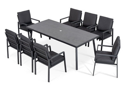 Kew Aluminium 8 Seater Rectangle Dining Set