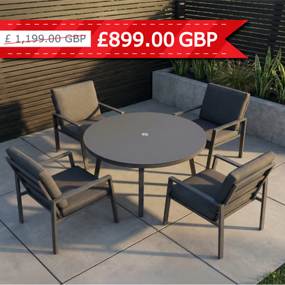 Kew Aluminium 4 Seater Round Dining Set