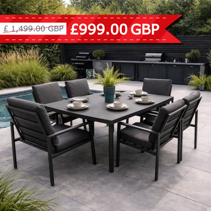 Kew Aluminium 6 Seater Rectangle Dining Set