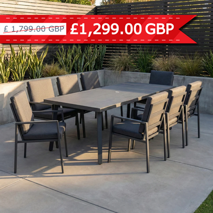 Kew Aluminium 8 Seater Rectangle Dining Set