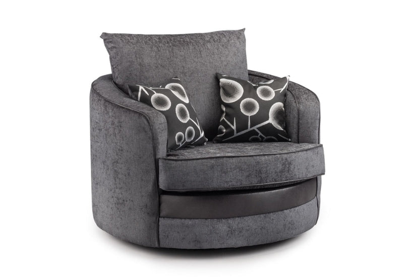 Shani Sofa Black/Grey Swivel Chair